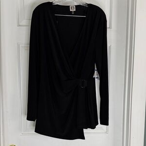 Anne Klein Elegant Black Wrap Dress